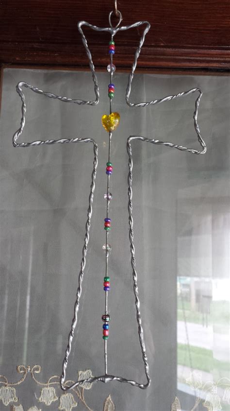 Handmade Wire Beaded Cross Etsy