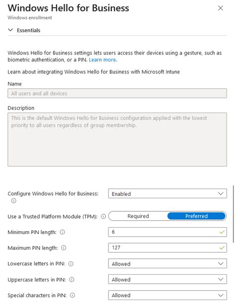 Configure Windows Hello For Business In Microsoft Entra Id