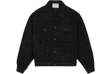 Trapstar X Iceberg Aop Denim Jacket Black Mens Ss23 Gb