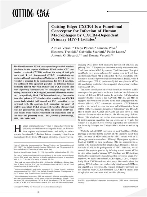 PDF Primary HIV1 Isolates Macrophages By CXCR4Dependent Coreceptor