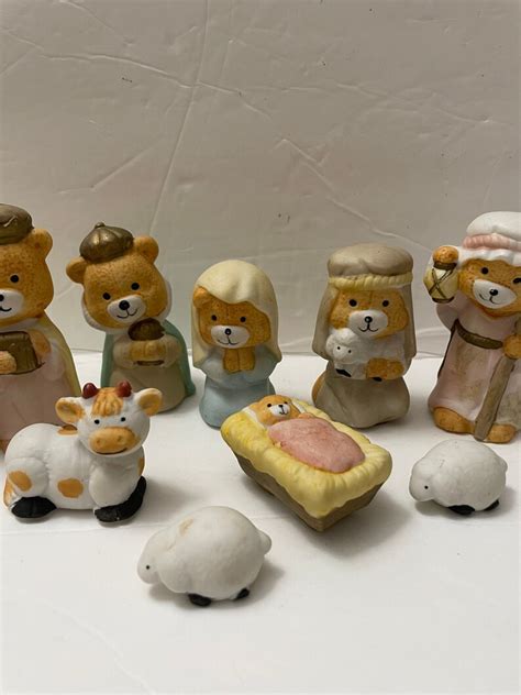 Homco Religious Teddy Bear Figurines 18277 Mini Nativity Set Etsy