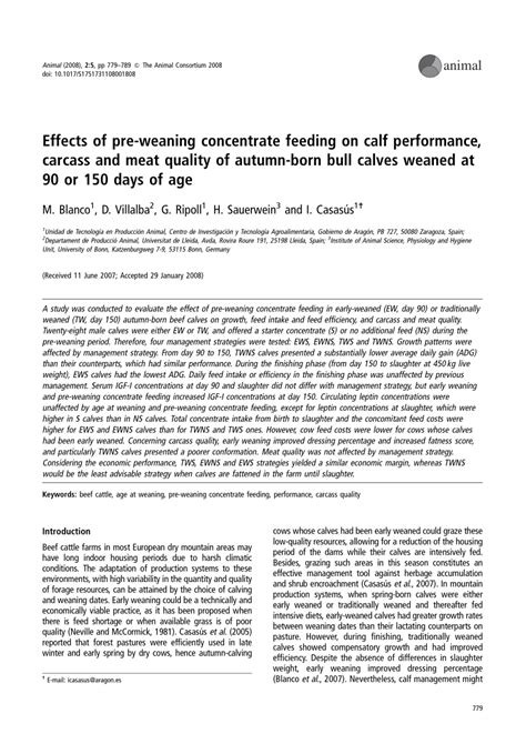 Pdf Effects Of Pre Weaning Concentrate Feeding On Calf Performance