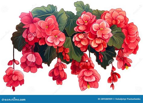 Bunch Of Pink Flowers Hanging From Tree Branch With Green Leaves Generative Ai Stock Image