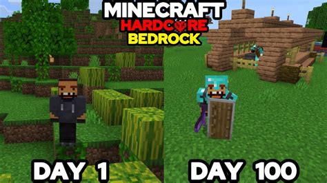 I Survived Days In Minecraft Bedrock Hardcore Youtube