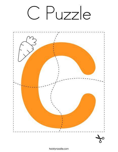 C Puzzle Coloring Page Twisty Noodle Alphabet Activities Preschool