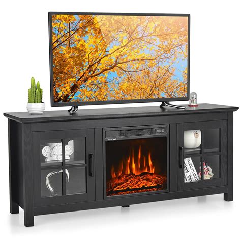 Giantex Electric Fireplace Tv Stand Tv Console W Adjustable Flame