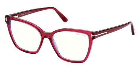 Tom Ford Ft B Transparent Fuchsia T Logo Eyeglasses