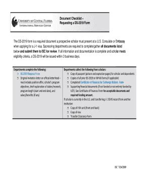 Fillable Online International Ucf Document Checklist Requesting A Ds