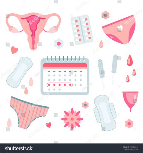 Female Menstrual Cycle Flat Icon Set Stock Vector Royalty Free 1768400816 Shutterstock