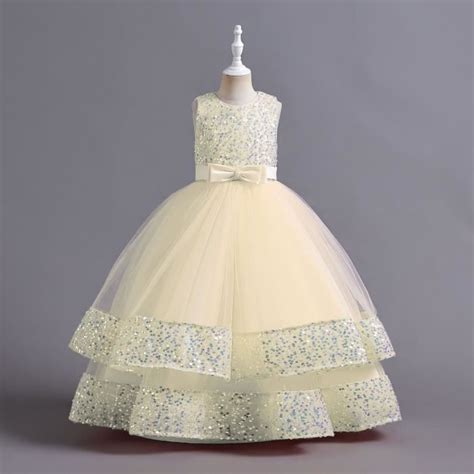 Robe Princesse Fille De C R Monie Paillettes Sans Manches Robe De