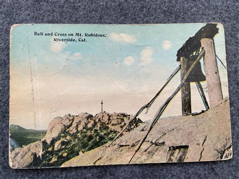 Bell And Cross On Mt Rubidoux Riverside Ca Vintage Postcard Ebay