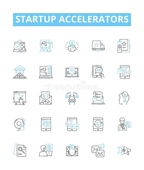 Startup Accelerators Vector Line Icons Set Incubator Investing