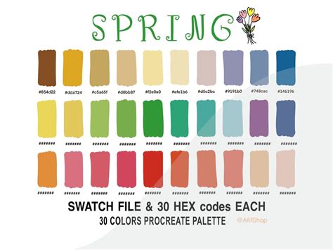 Season Color Palette 120 Colors 4 Swatches Hex Codes Etsy In 2022 Spring Color Palette