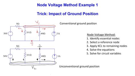 Node Voltage Method Example 1 Trick Impact Of Ground YouTube