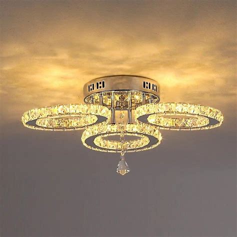 Modern Led Chandelier K9 Crystal Ceiling Lamp Fixture Bedroom Living