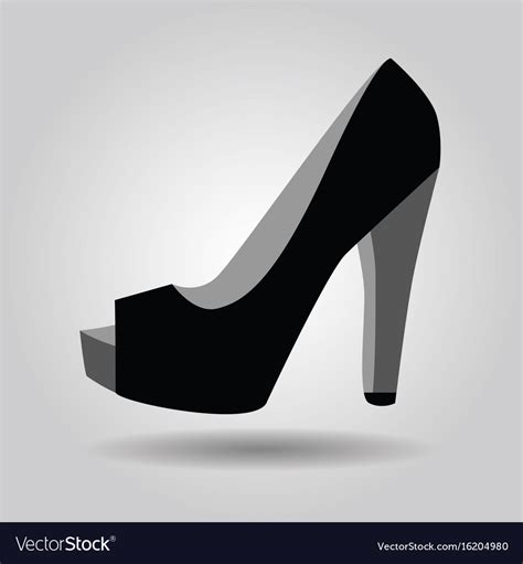 Single Black Women Peep Toe High Heel Shoe Icon Vector Image