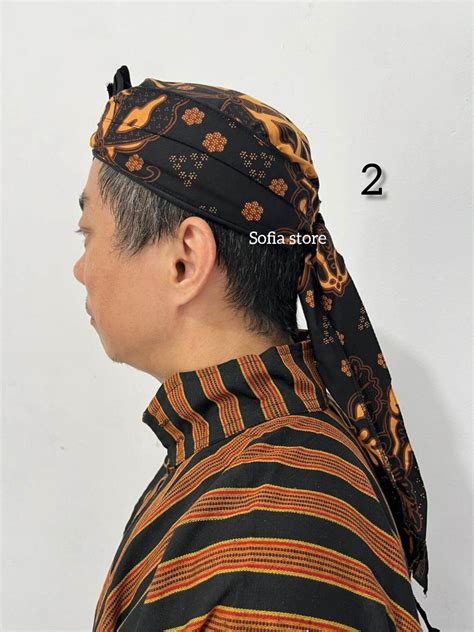 Topi Tradisional Karnaval Blangkon Adat Jawa Sunda Model Udeng Motif