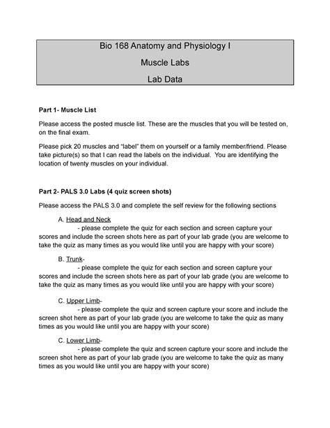 Bio 168 Muscle Lab Data Sheet F18 Bio 168 Anatomy And Physiology I