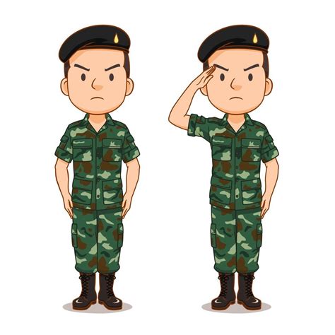 Personaje De Dibujos Animados De Soldado Tailandés 4903119 Vector En Vecteezy