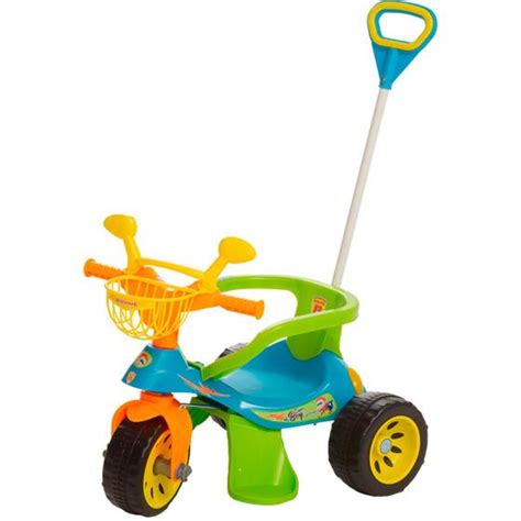 Triciclo Infantil Empurrador Motoca Passeio Beb Azul Biemme