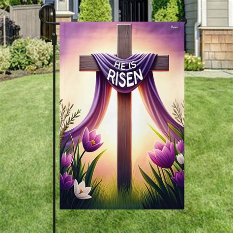 Jesus Easter Day He Is Risen Christian Cross Flag Mln F Flagwix