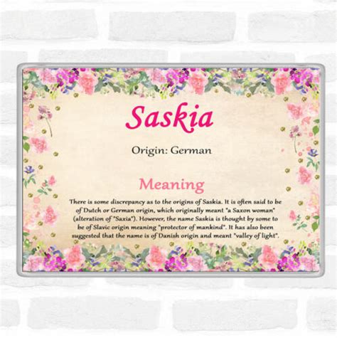 Saskia Name Meaning Jumbo Fridge Magnet Floral | eBay
