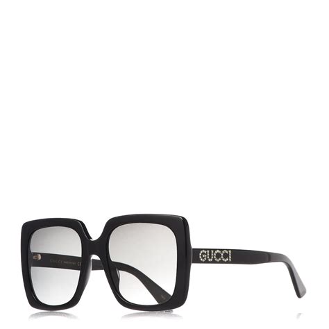 GUCCI Crystal Square Frame GG Sunglasses GG0418S Black 436330