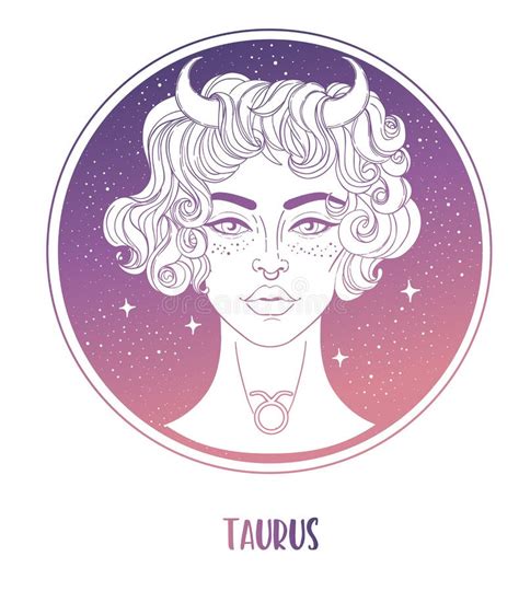 Taurus Zodiac Sign As A Beautiful Girl Stock Illustration