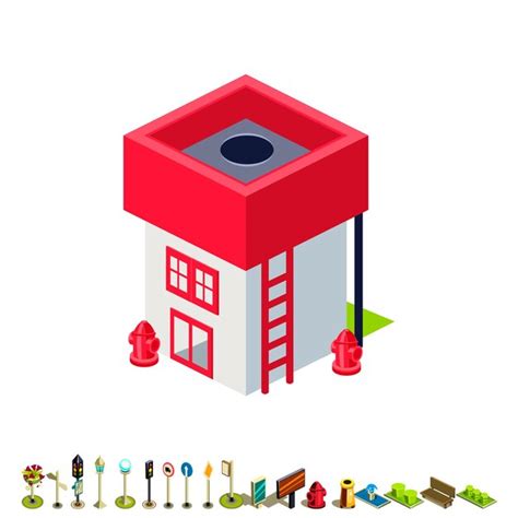 Premium Vector Vector Isometric Fire Station Building Icon