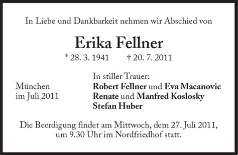 Traueranzeigen Von Erika Fellner SZ Gedenken De