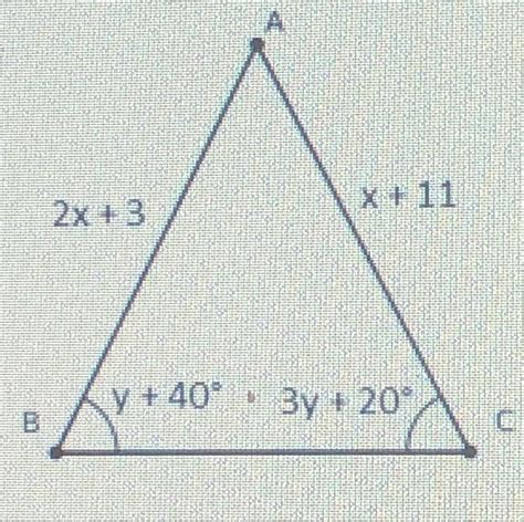 Na Figura Abaixo O Triângulo Abc é Isósceles Com Base Bc Determine Os Valores De X E Y