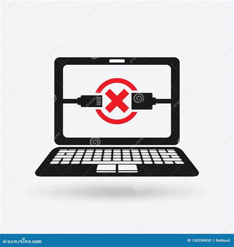 Disconnect Error Symbol On Screen Of Laptop Stock Vector - Illustration ...