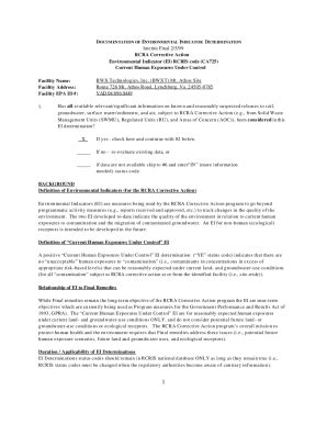 Fillable Online Region Rcra Corrective Action Environmental Indicator