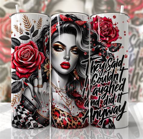 Funny Middle Finger Tumbler Wrap Sarcastic Quote Strong Woman Boss Babe Oz Skinny