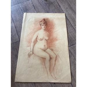 Proantic René Choquet Drawing Naked Woman Art Nouveau