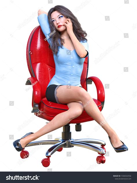 Longhaired Sexy Brunette Secretary Mini Skirtbeautiful Stock Illustration 1536532556 Shutterstock