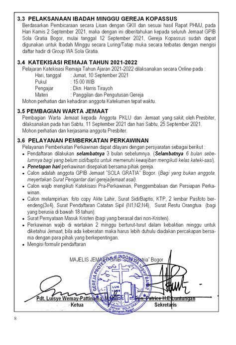 Warta Jemaat Ibadah Utus Sambut Minggu 05 September 2021 GPIB Sola