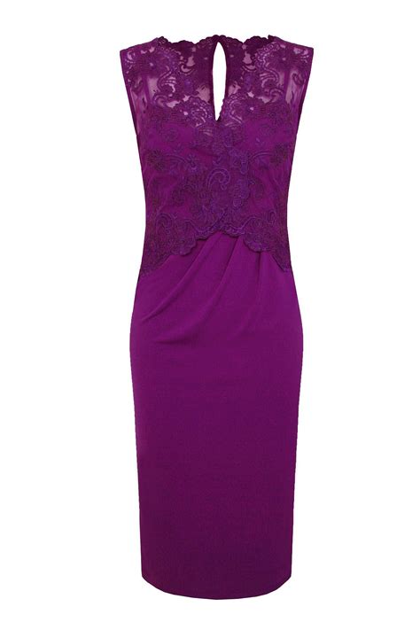 Alexon Lace Top Dress In Purple Lyst