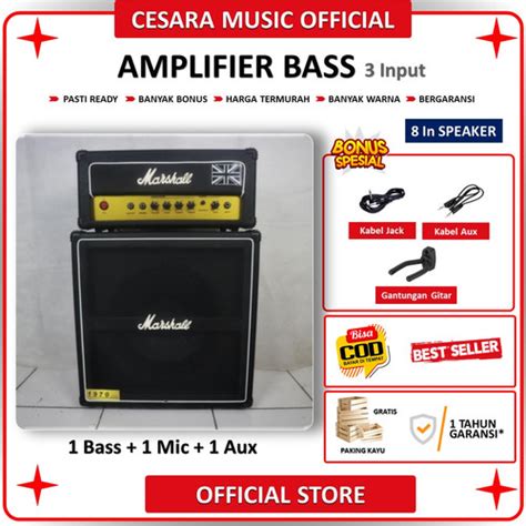 Jual Ampli Bass Gitar 12 Inch Marshall 3 Input Head Cabinet Murah