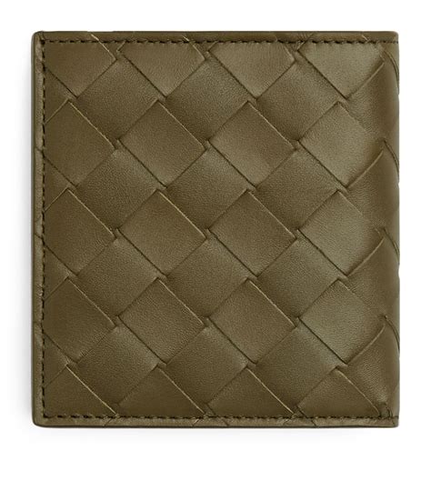 Mens Bottega Veneta Grey Leather Intrecciato Slim Bifold Wallet