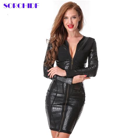 SORCHIDF Spring Dress Women S Vestido Zippers Elastic Runway Bandage