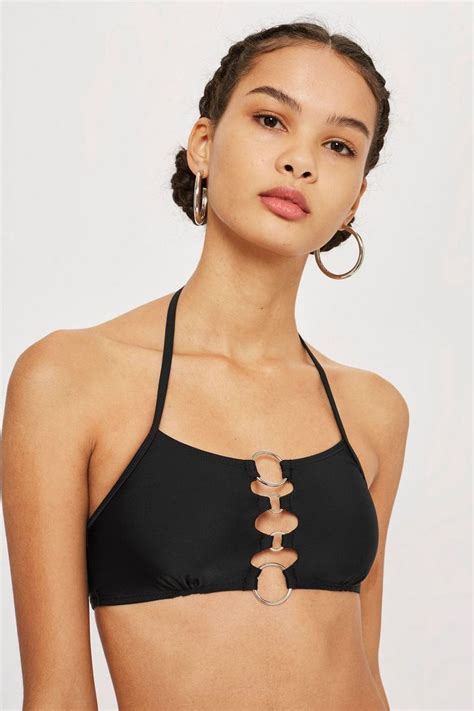 High Neck Ring Crop Bikini Top Topshop Usa Crop Top Bikini Crop