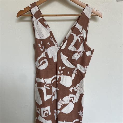 Size XS Nude Lucy Terracotta Pattern Dress Depop