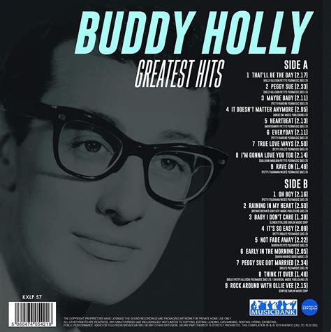 Buddy Holly Greatest Hits Record Label Musicbank In 2022 Buddy