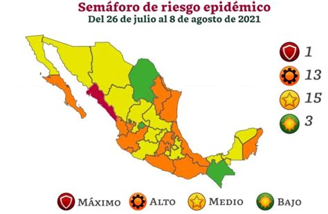 Ssa actualiza semáforo epidemiológico 15 estados en amarillo 13 pasan