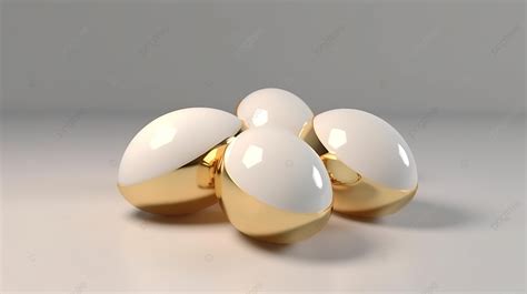 Abstract Composition Four Eggs And A Golden Cream In Stunning D Render