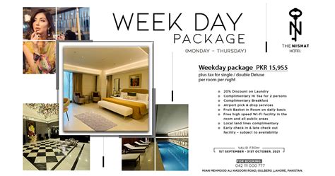 Exciting Hotel Deals Package Nishat Hotel Gulberg Weekday Package