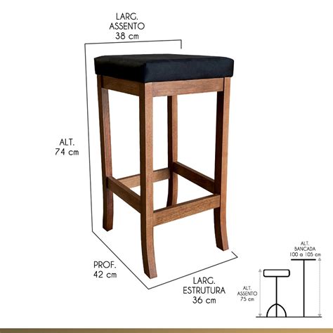 Comprar Kit 6 Banquetas Alta Barcelona Para Bancada 74 Cm Madeira