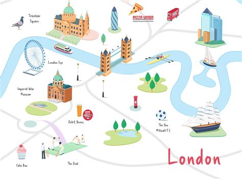 London Map Illustration Printpersonalised London Illustration Print Etsy