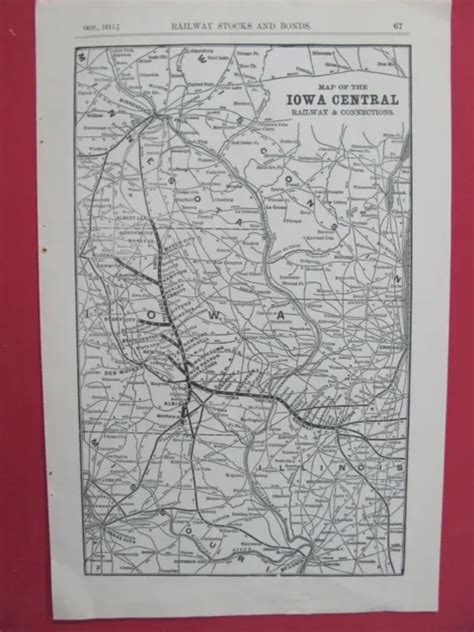 Iowa Central Railroad Original System Map Routes Stations Iowa Rr